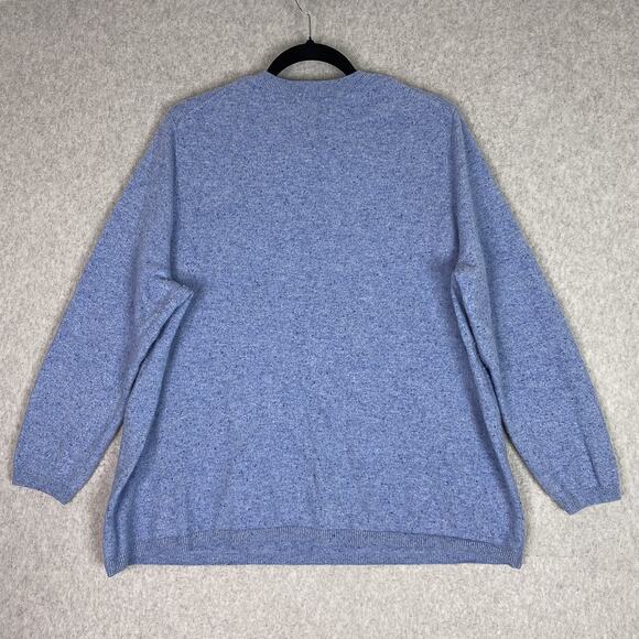 Lands' End Sweater Womens 2X (20W-22W) Blue Speckled 100% Cashmere Crewneck - Picture 6 of 10